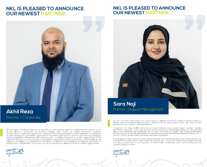 NKL Welcomes New Partners Akhil Reza & Sara Abdulhameed Naji